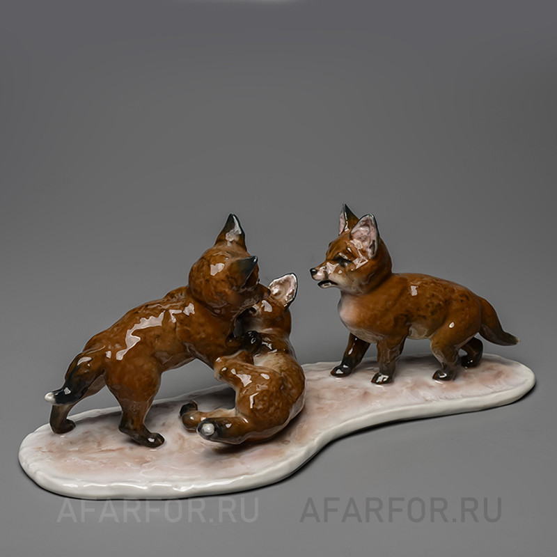 Фарфоровая статуэтка «Играющие лисята» Rosenthal Германия