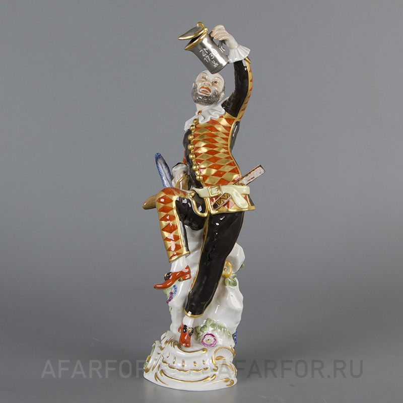 Фарфоровая статуэтка «Арлекин с кружкой» Meissen Германия
