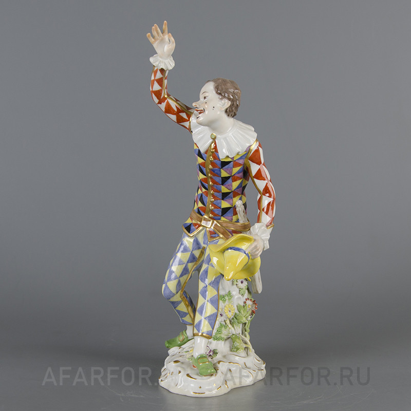 Фарфоровая статуэтка «Арлекин со шляпой» Meissen Германия