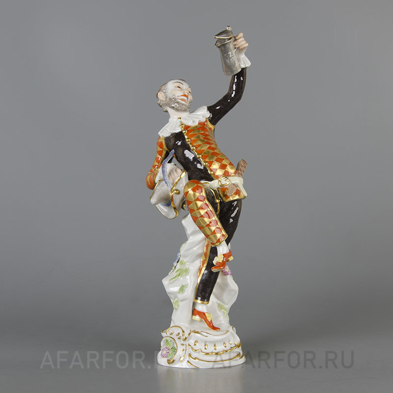 Фарфоровая статуэтка «Арлекин с кружкой» Meissen Германия