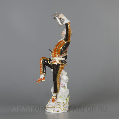 Фарфоровая статуэтка "Арлекин с кружкой" Meissen Германия (арт. 1844-2, фото №17804)