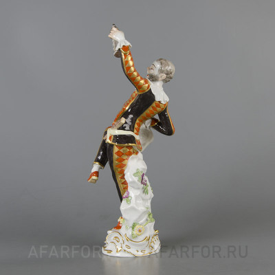 Фарфоровая статуэтка "Арлекин с кружкой" Meissen Германия (арт. 1844-2, фото №17805)