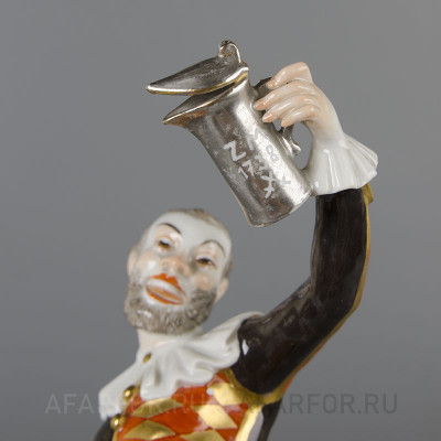 Фарфоровая статуэтка "Арлекин с кружкой" Meissen Германия (арт. 1844-2, фото №17808)