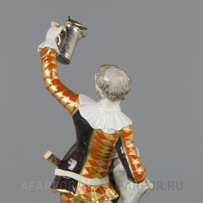 Фарфоровая статуэтка "Арлекин с кружкой" Meissen Германия (арт. 1844-2, фото №17809)