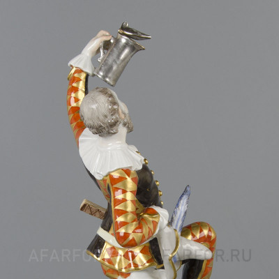 Фарфоровая статуэтка "Арлекин с кружкой" Meissen Германия (арт. 1844-2, фото №17810)