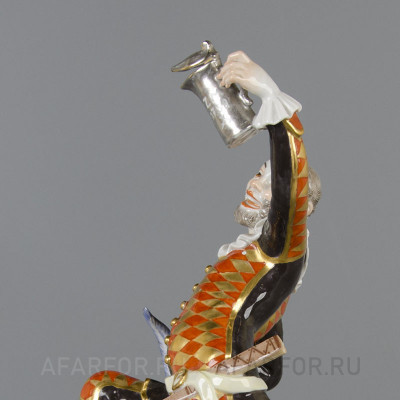 Фарфоровая статуэтка "Арлекин с кружкой" Meissen Германия (арт. 1844-2, фото №17811)