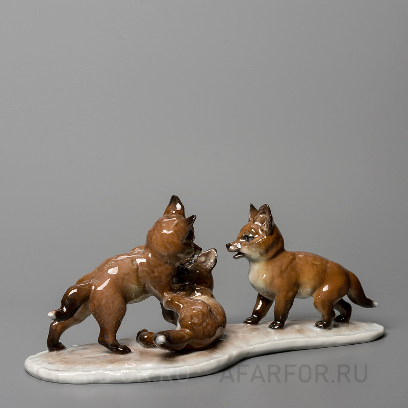 Фарфоровая статуэтка «Три лисёнка» Rosenthal Германия