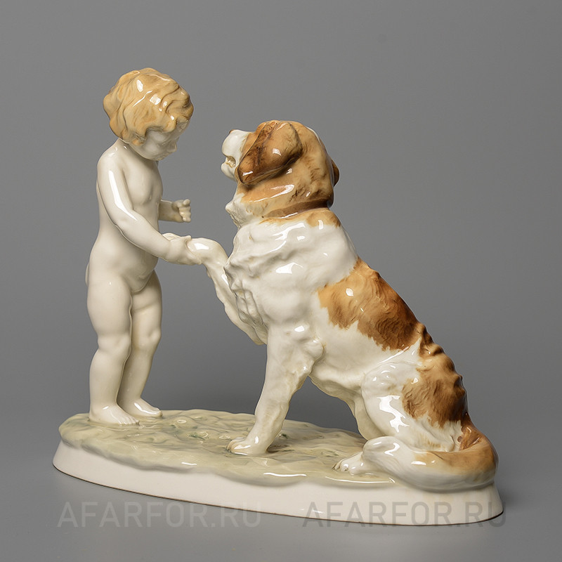 Фарфоровая статуэтка «Дай лапу сенбернар» Rosenthal Германия