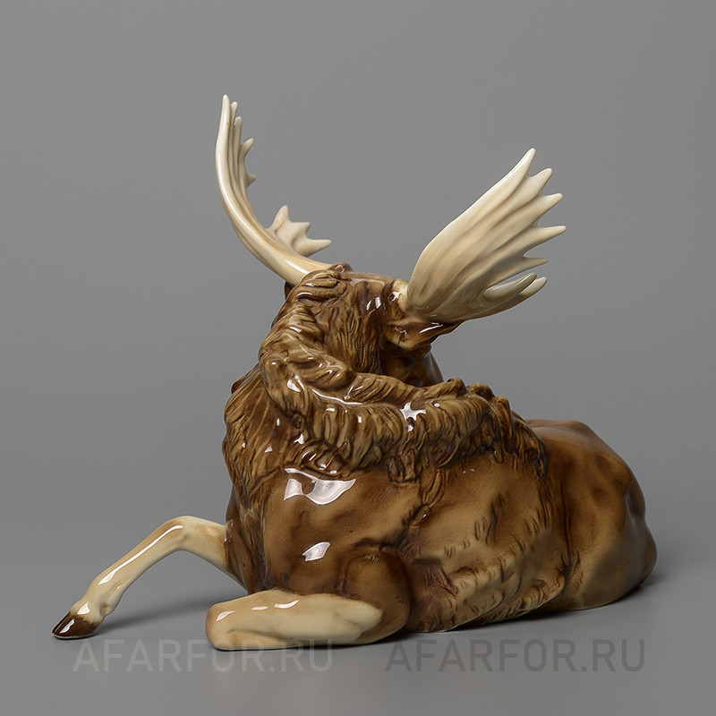 Фарфоровая статуэтка «Отдыхающий лось» Hutschenreuther Германия