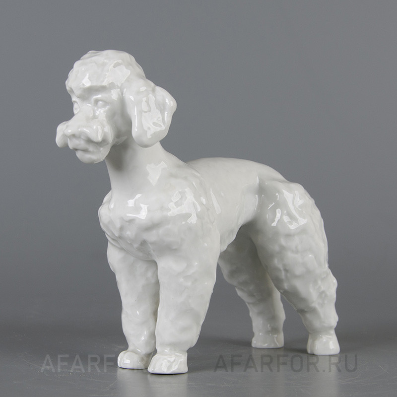 Старинная белая фарфоровая статуэтка «Пудель» Meissen, Германия, 1952 год (арт. 1595-2)