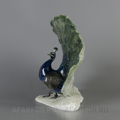 Старинная статуэтка из фарфора «Павлин» Rosenthal Германия (арт. 1883-2), немецкий предмет искусства.