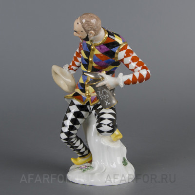 Фарфоровая статуэтка "Арлекин с кружкой" Meissen Германия (арт. 1400-2, фото №21808)