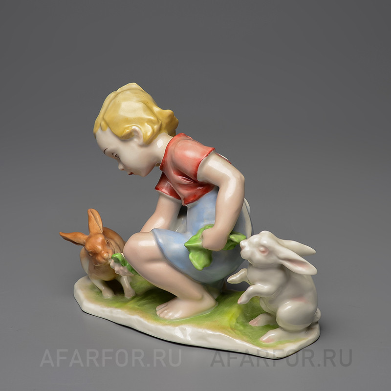 Фарфоровая статуэтка «Девочка и Зайцы» Rosenthal Германия