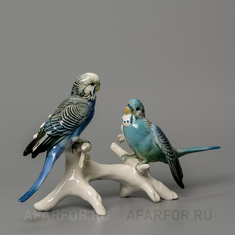 Антикварная статуэтка из фарфора «Волнистые попугаи», Karl Ens, Германия (арт. 2172-3)