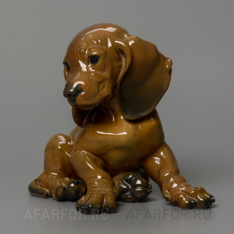 Старинная статуэтка из фарфора «Щенок таксы» Rosenthal Германия (арт. 2175-3), предмет с коллекционной ценностью.