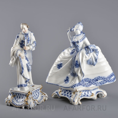 Антикварная статуэтка из «Галантная пара» Nymphenburg Германия (арт. 1708-3), уникальный фарфор.