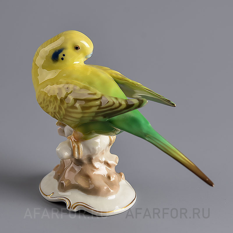 Старинная статуэтка из фарфора «Волнистый Попугай» Hutschenreuther Германия (арт. 1823-3), для подарка дорогому человеку.