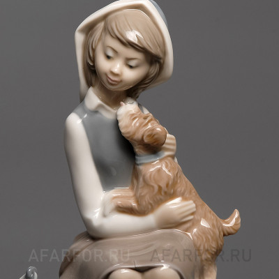 Фарфоровая статуэтка "Девочка со щенком" Lladro Испания (фото №26989)