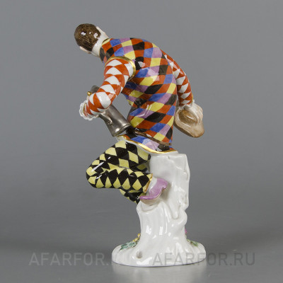 Фарфоровая статуэтка "Арлекин с кружкой" Meissen Германия (арт. 2221-2, фото №27167)