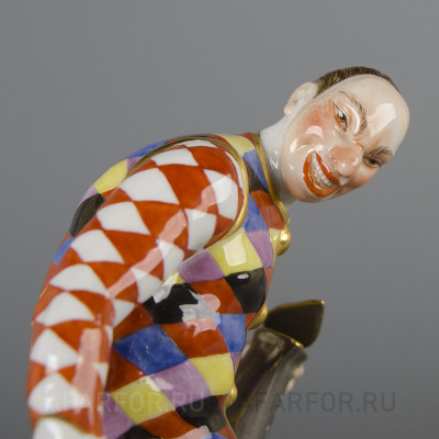 Фарфоровая статуэтка "Арлекин с кружкой" Meissen Германия (арт. 2221-2, фото №27169)