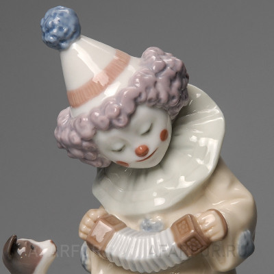 Фарфоровая статуэтка "Пьеро с щенком и концертиной" Lladro Испания (фото №32559)