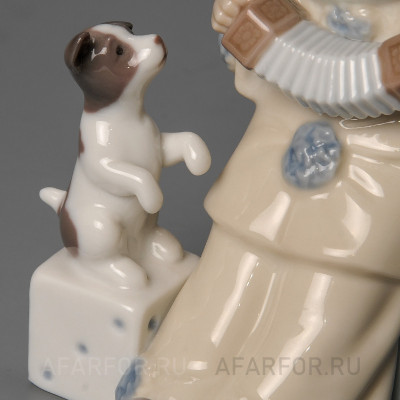 Фарфоровая статуэтка "Пьеро с щенком и концертиной" Lladro Испания (фото №32560)