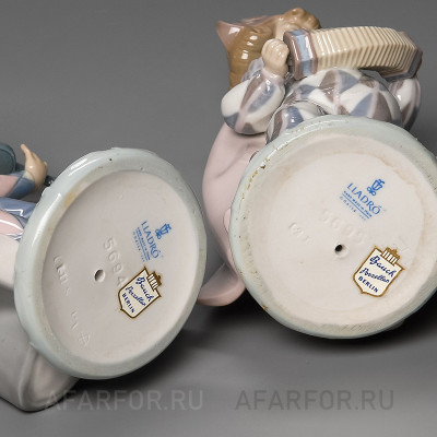 Фарфоровые статуэтки "Арлекины со скрипкой и концертиной" Lladro Испания (фото №32861)
