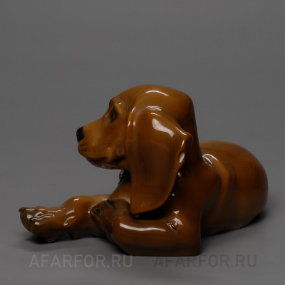 Фарфоровая статуэтка "Щенок таксы лежит" Rosenthal Германия (фото №33060)