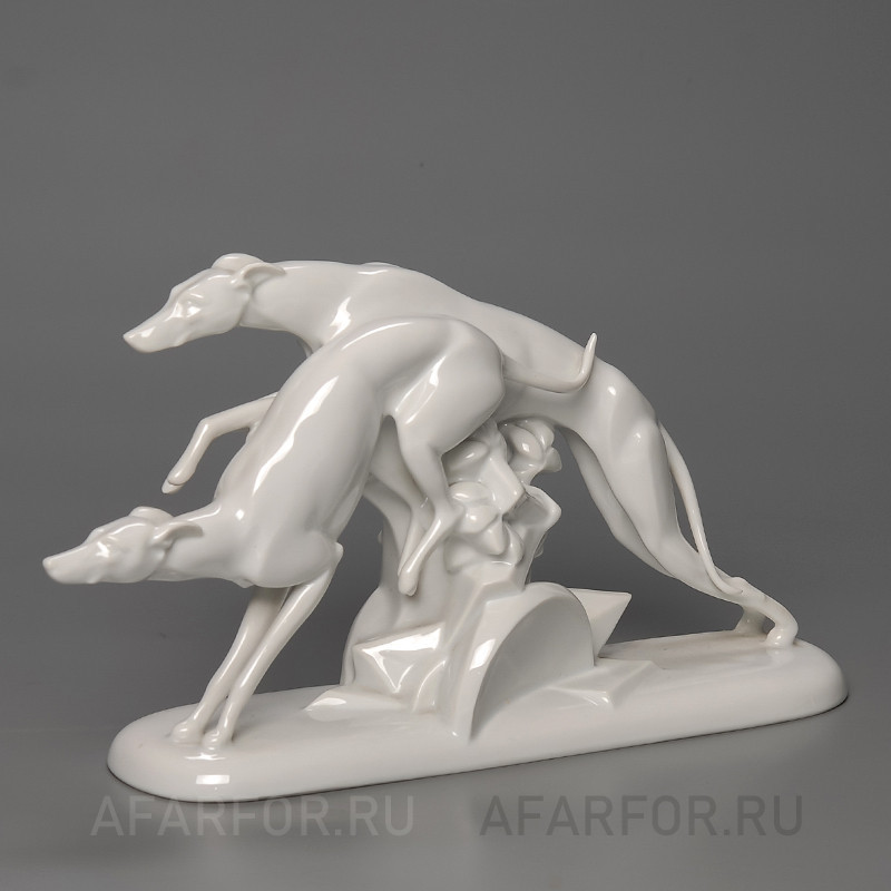 Статуэтка из фарфора «Погоня. Бегущие борзые», Rosenthal, Германия, антиквариат (арт. 991-3)