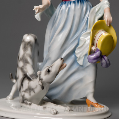Фарфоровая статуэтка "Игра. Дама с собакой" Rosenthal Германия (фото №34501)