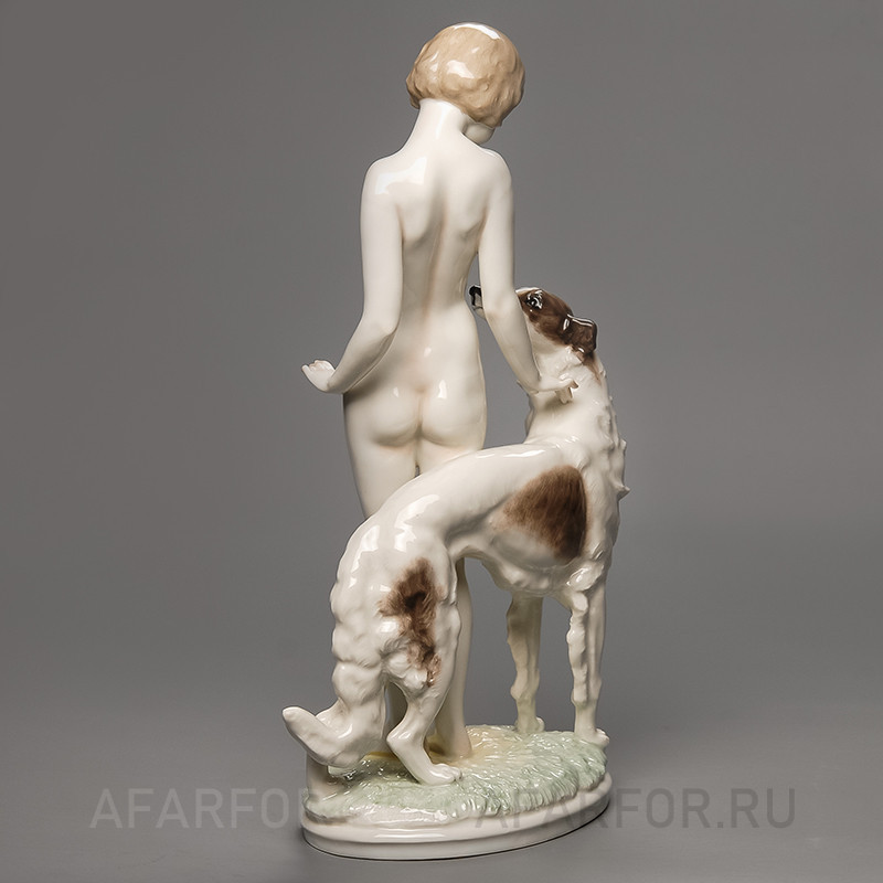 Фарфоровая статуэтка "Друзья. Обнажённая и борзая" Hutschenreuther Германия