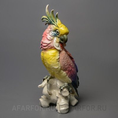 Антикварная статуэтка «Попугаи Какаду» Karl Ens — фарфор, 28 см, Германия, 1919—1945 гг. (арт. 1472-3).