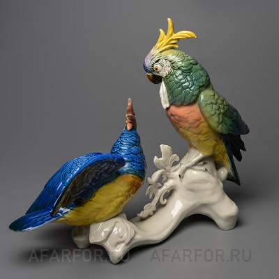 Фарфоровая статуэтка «Попугаи какаду на ветке» Karl Ens Германия (фото №36948)