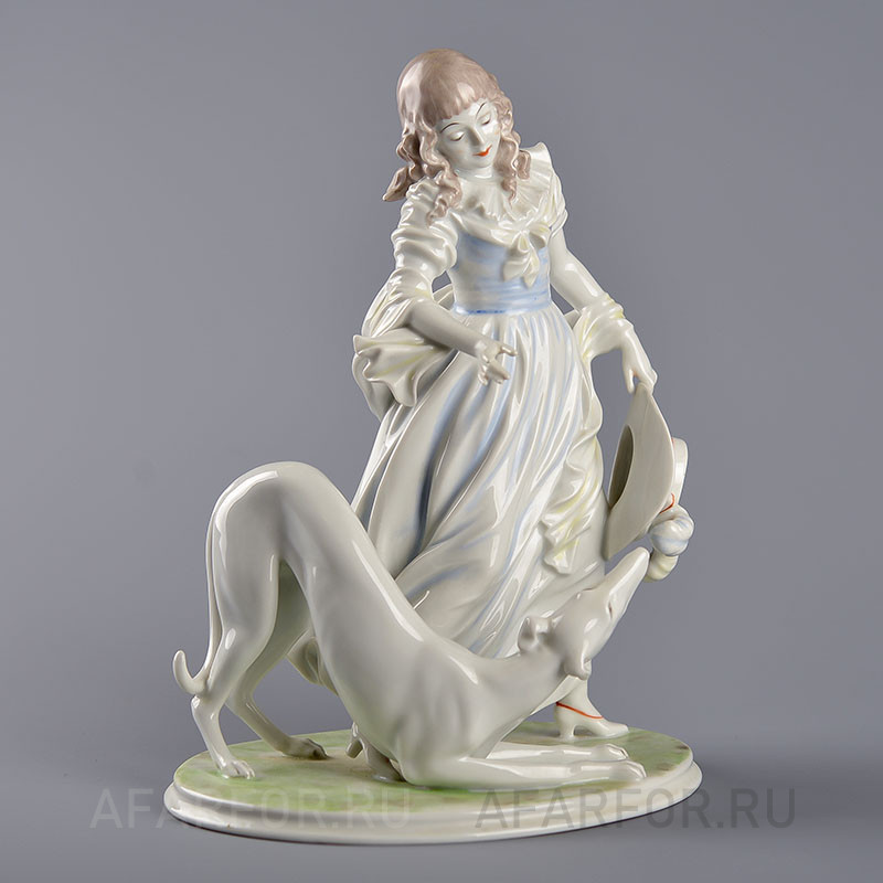 Фарфоровая статуэтка «Игра. Девушка и борзая» Rosenthal Германия