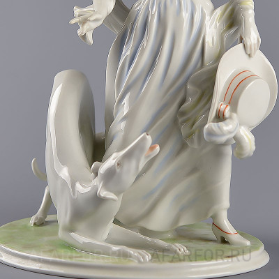 Фарфоровая статуэтка «Игра. Девушка и борзая» Rosenthal Германия (фото №37227)
