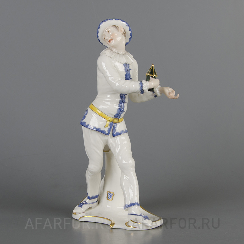 Старинная фарфоровая статуэтка «Пьеро с фонарём», Nymphenburg, Германия (арт.: 2264-2)