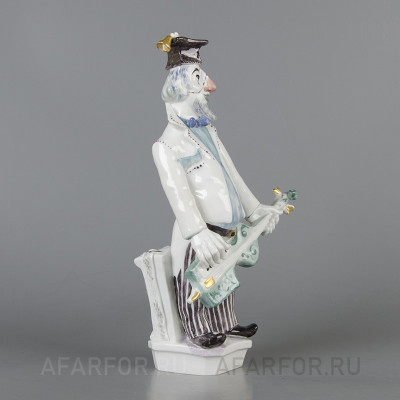 Фарфоровая статуэтка "Клоун-гитарист и аккордеон" Meissen Германия