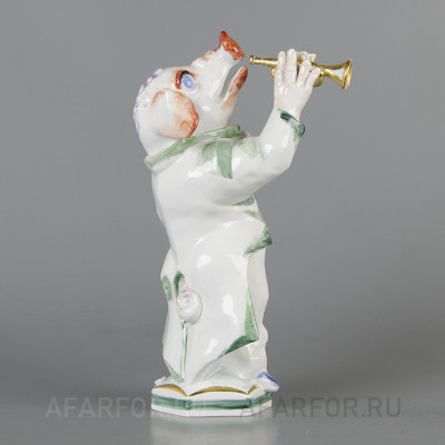 Фарфоровая статуэтка "Поросёнок с трубой" Meissen Германия (фото №38038)