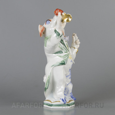Фарфоровая статуэтка "Поросёнок с трубой" Meissen Германия (фото №38039)