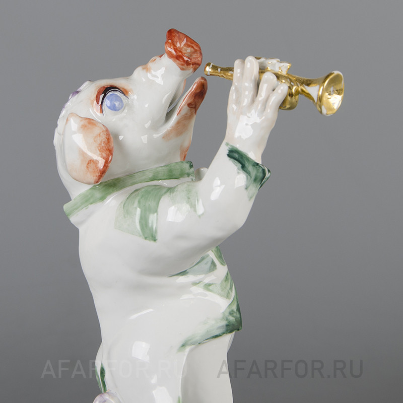 Фарфоровая статуэтка «Поросёнок с трубой» Meissen Германия