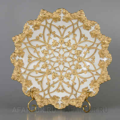 Старинное блюдо из фарфора «Виноградные листья» Meissen Германия (арт. 2290-2), редкий немецкий фарфор. (арт. 2290-2, фото №38203)