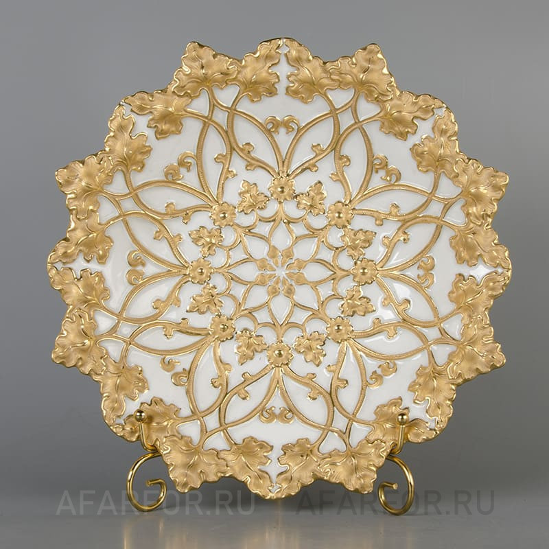 Старинное блюдо из фарфора «Виноградные листья» Meissen Германия (арт. 2290-2), редкий немецкий фарфор.
