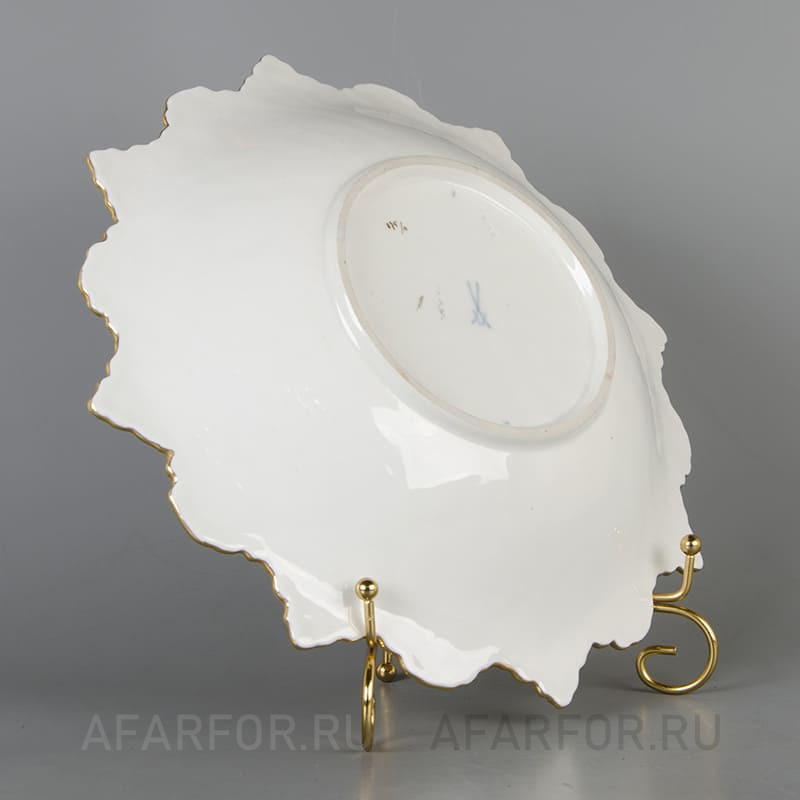 Декоративное блюдо из фарфора «Виноградные листья» Meissen Германия
