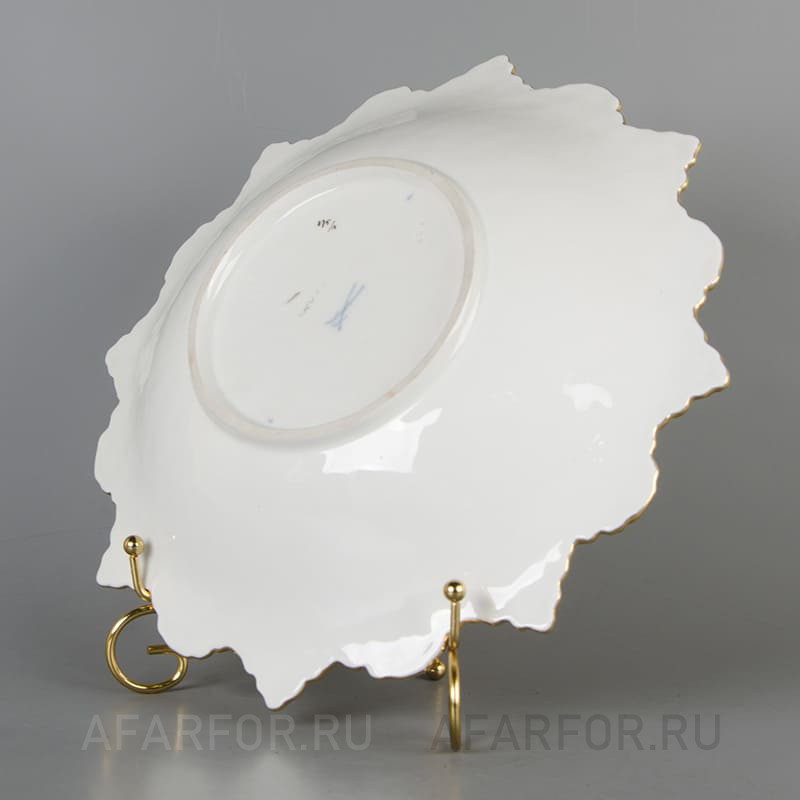 Декоративное блюдо из фарфора «Виноградные листья» Meissen Германия