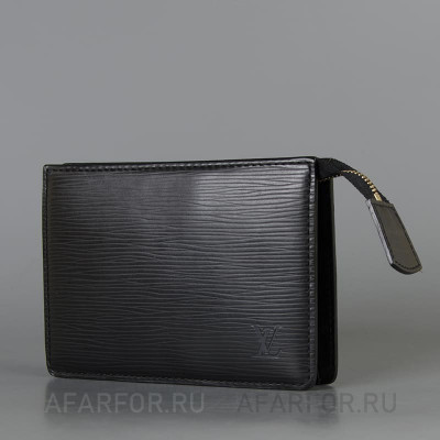 Косметичка Louis Vuitton, черная кожа Epi, Франция, от 1985 г.: застежка на молнию, серая подкладка Vuittonite (арт. 2318-2).