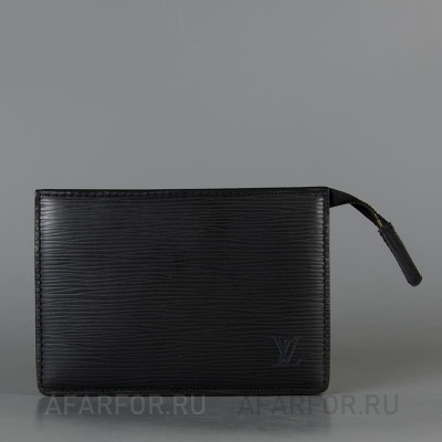 Винтажная косметичка "Louis Vuitton" из черной кожи Epi, Франция (фото №38714)