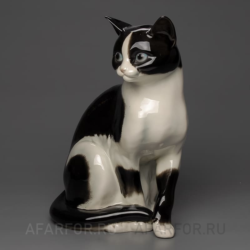 Старинная статуэтка «Сидящая кошка» Goebel — фаянс, 27 см, Германия, 1979—1990 гг. (арт. 2326-3)