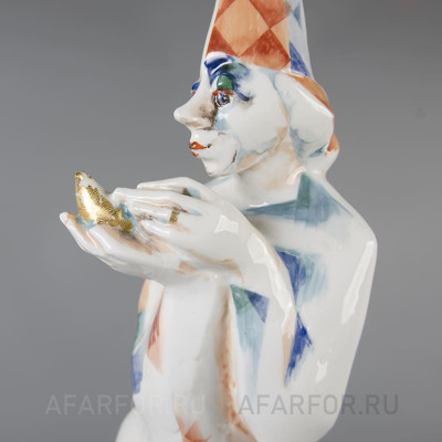 Фарфоровая статуэтка "Арлекин с золотой птичкой" Meissen Германия (фото №38967)