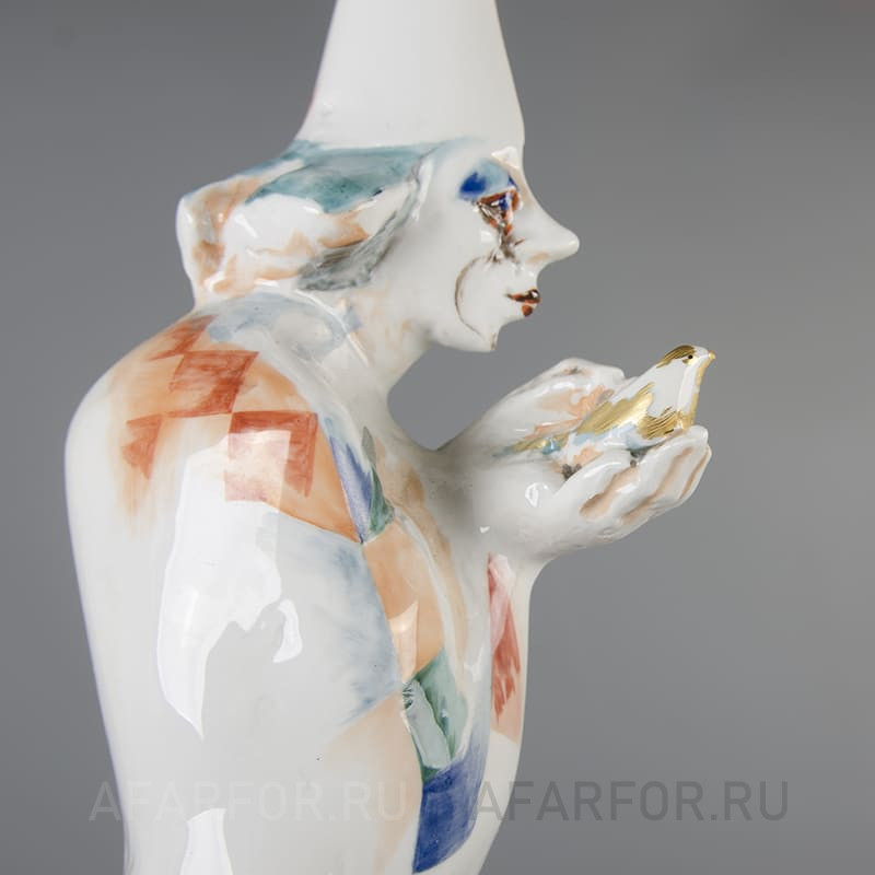 Фарфоровая статуэтка «Арлекин с золотой птичкой» Meissen Германия